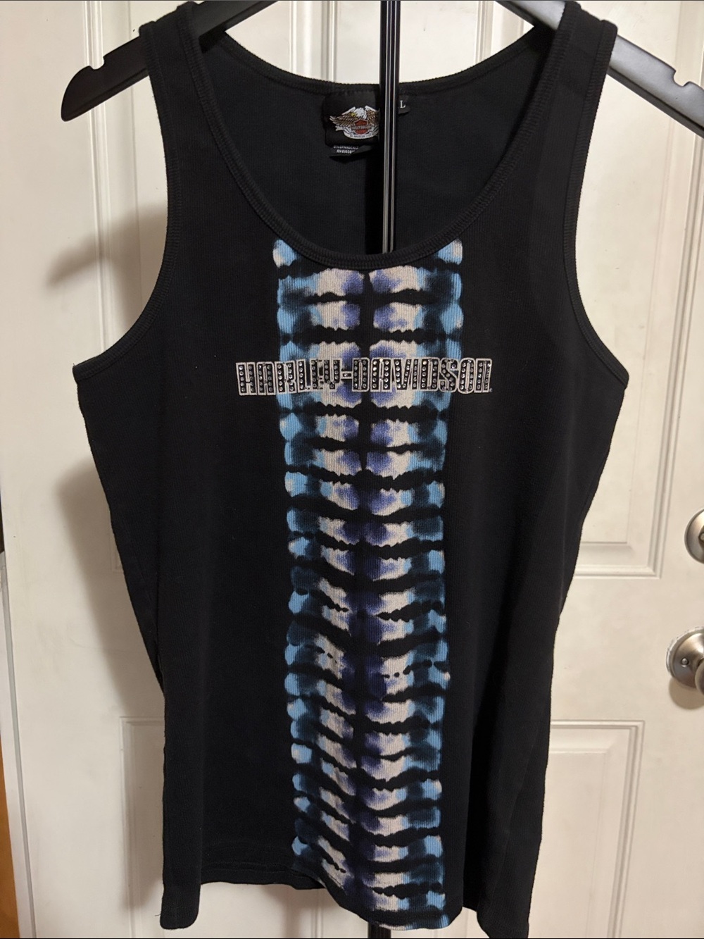 VintageY2K 2008 Harley Davidson Ribbed Tank Top with Tie Dye Spine DoubleGraphic